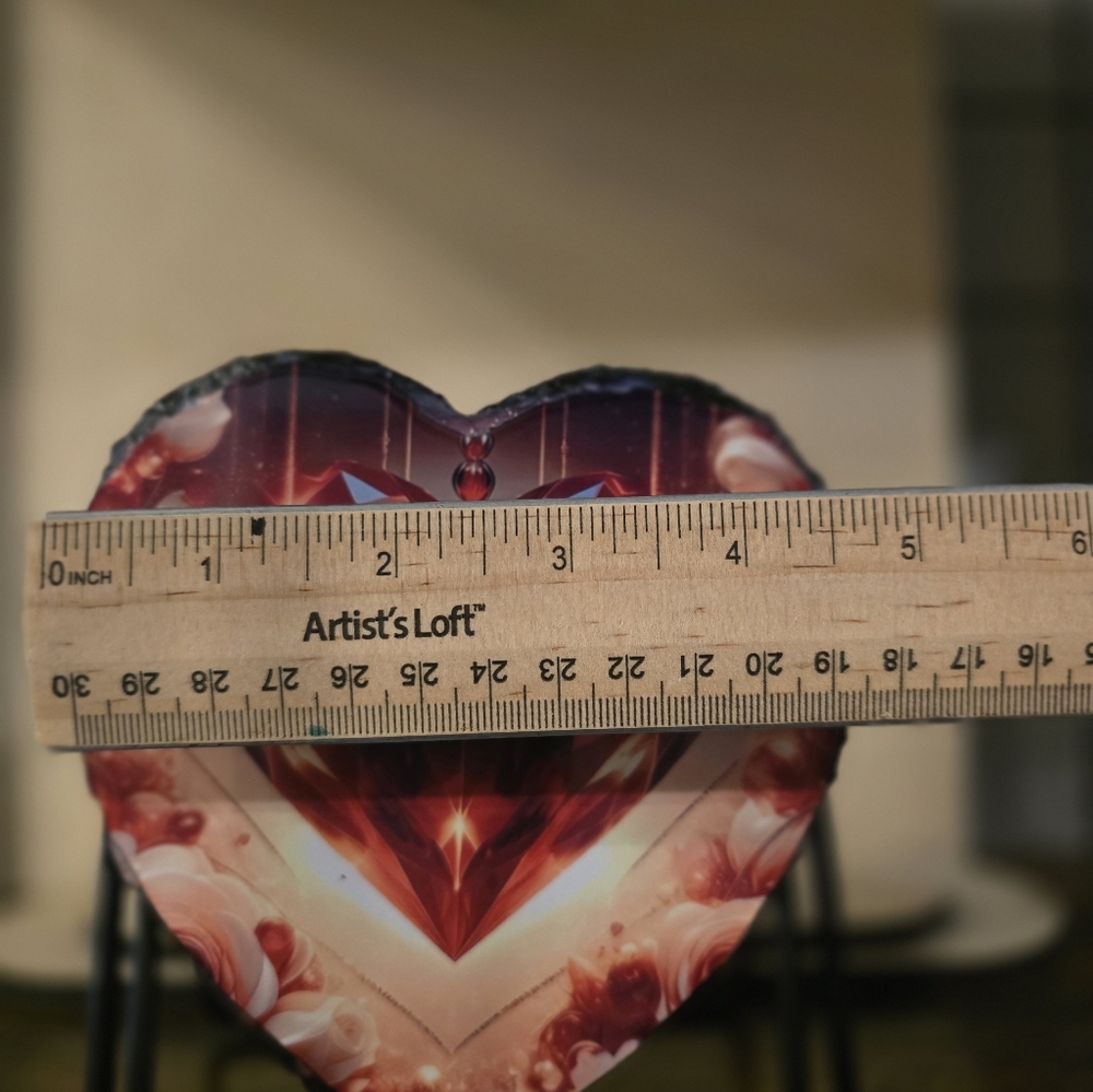 Heart-Shaped Red Art Stone, Comes With Stand - Picture 2 of 5